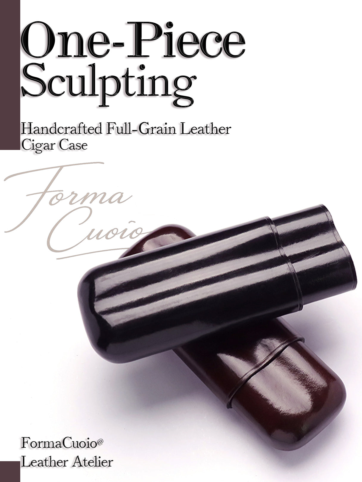 One-Piece Sculpting Handcrafted Full-Grain Leather Ciger Case